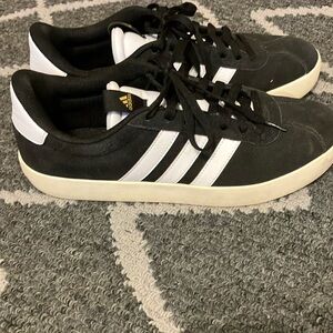 Adidas Court Shoes | Black and White with gold detailing